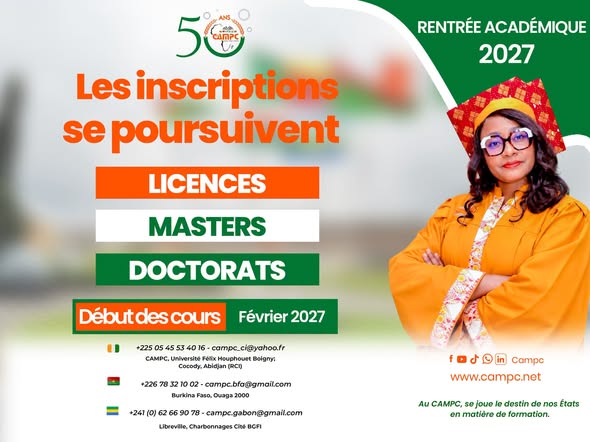 🎓 RENTRÉE ACADÉMIQUE 2027 | CAMPC 🚨 Les inscriptions se poursuivent au CAMPC !